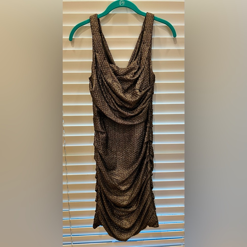 Express Gold Metallic Textured Mini Dress